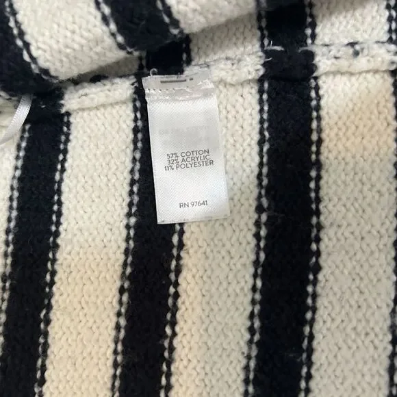 J Jill Long Sleeve Open Cardigan Sweater Cream Navy Blue Striped Size Small - Picture 7 of 7